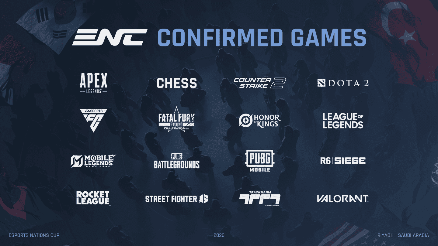 16 Games Take Center Stage at the First Esports Nations Cup